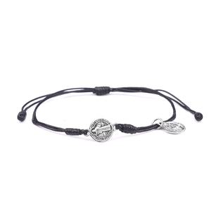 手工制作简单的黑色绳打结天主教手镯圣本尼迪克特奖章绳手镯 - Product Image 1