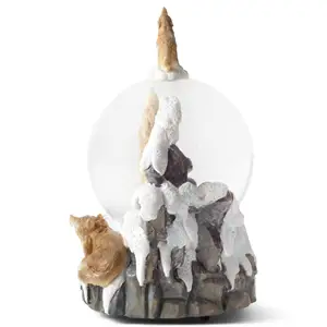 Plastic Liquid Wolf Snow Globe with Music