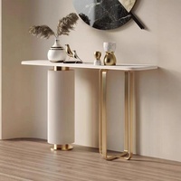 Table console moderne élégante en acier inoxydable Décoration en bois pour la maison Salon Couloir Chambre à coucher Ferme Matériau métallique