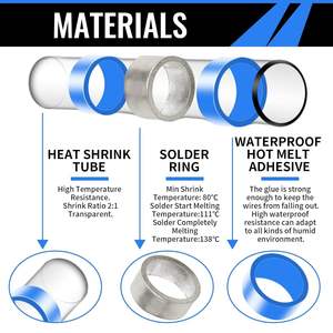 Conectores termorretráctiles Sopoby, 450 piezas, terminal redondo impermeable IP65 con anillo de soldadura para reparación de cables - Product Image 3