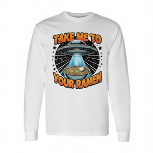 Camiseta de manga larga Take Me To Your Ramen con diseño de abducción OVNI y temática de comida - Product Image 2