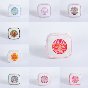 Borsa per il trucco di tela di zodiaco su misura per il ricamo di astrologia di grande capacità <span class=keywords><strong>oroscopo</strong></span> viaggio per articoli da toeletta sacchetti regalo per le donne degli uomini - Product Image 2