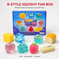 Lot de 8 jouets sensoriels souple à texture mixte et à récupération lente, en TPR et mousse PU remplie de maltose, coffret cadeau, vente en gros