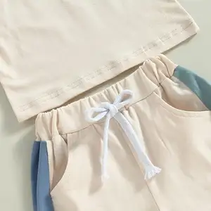 Servicio OEM personalizado 100% conjuntos de ropa de algodón para niños empalme Casual niños conjunto de ropa de verano