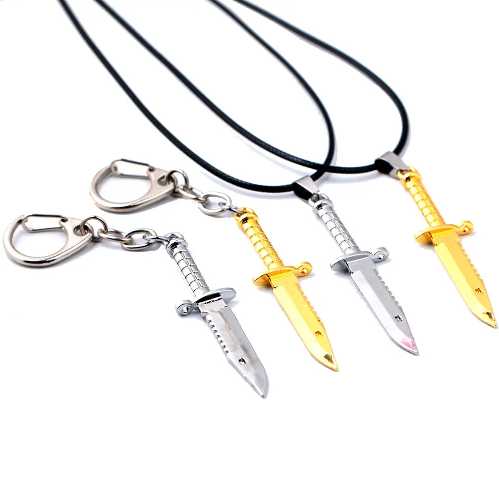 CSGO Kalung Liontin Rantai Kulit Pria, Kalung Liontin Cakar Pisau Bayonet, Rantai Kulit Pria, CS GO, Karambit M9