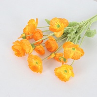 Poppies artificielles en soie de haute qualité, tiges floquées, pliables, rouge, orange, blanc, fleurs de pavot pour la décoration de mariage, de la maison et de la table