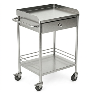 Chariot médical en acier inoxydable avec tiroir, chariot utilitaire mobile, chariot de rangement pour instruments d'hôpital et de clinique avec roulettes verrouillables - Product Image 1