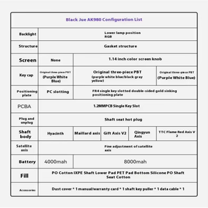 Ajazz ak980 Slient chuyển đổi ba-chế độ hot-swappable không dây RGB tùy chỉnh màn hình 8000mAh Bàn phím cơ khí - Product Image 6