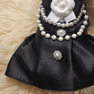 Boutique French Style Camellia Cute <b>Dog</b> Dress Pearl Accents Cotton Material Haute Couture Pet Princess Gown for Luxury Pet Shops - Product Image 2