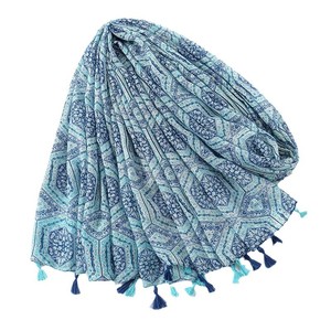 Zifeng OME nuovo fresco <span class=keywords><strong>blu</strong></span> Navy Splicing viaggio crema solare piccolo fiore <span class=keywords><strong>dolce</strong></span> ed elegante cotone lino sentire scialle - Product Image 2