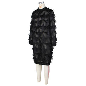 Abito Midi Elegante e Casual J&H con Pizzo Trasparente, Patchwork, Nappine e Maniche Lunghe Sexy - Product Image 2