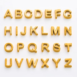 Letter Alphabet Beads | PVD Gold Plated Stainless Steel 10mm Large Hole <b>Initial</b> Charms for DIY <b>Bracelet</b> Necklace Jewelry Making - Product Image 1