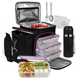 Ensemble de boîte de sac de repas isotherme à plusieurs compartiments portable personnalisé à deux étages sac isotherme à déjeuner avec récipient pour aliments - Product Image 1