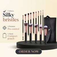 Ensemble de pinceaux de maquillage professionnels OEM 14 pièces, pinceaux vegan pour les yeux, pinceaux pour le fond de teint, ensemble de pinceaux cosmétiques