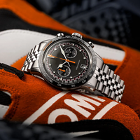 Reloj de Pulsera para Hombre, Cronógrafo de Acero Inoxidable, Estilo Vintage, Automático, de Cuarzo, Marca Trend OEM