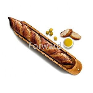 Rebanadora <span class=keywords><strong>de</strong></span> Baguette <span class=keywords><strong>de</strong></span> madera <span class=keywords><strong>de</strong></span> acacia <span class=keywords><strong>de</strong></span> grado alimenticio ingleteada con juego <span class=keywords><strong>de</strong></span> cuchillos <span class=keywords><strong>de</strong></span> acero inoxidable - Product Image 1
