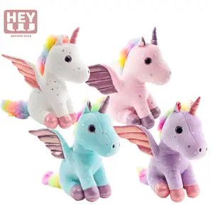 HEYWIN Plush toy color unicorn with wing Stuffed Animal with pet house best gift for girls birthday (933-60E)