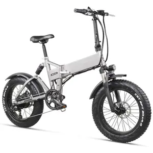 Full Suspension 20 Inch 4.0 Fat Tyre Foldable Electric Bike 48V 500W Bike Foldable Electric Bicycle With 48V 12.8Ah Lion Battery