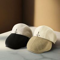 Casquette à visière de style britannique en coton et chanvre, béret pour personnes d'âge moyen et âgées, chapeau d'extérieur chaud et coupe-vent