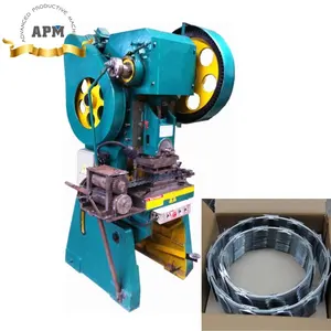 Automatic security boundary fencing concertina razor blade wire making machine
