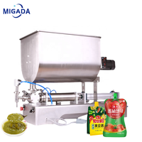 Machine de remplissage semi-automatique pour ketchup, pâte, beurre de cacahuète, distributeur de liquides visqueux de 80 L, machine de remplissage pneumatique à piston doseur