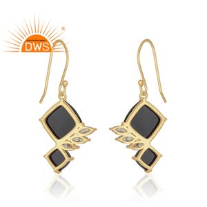 ต่างหูพลอยเพทายสีดำเคลือบทองคำขาว เครื่องประดับเงินแท้ 925 ดีไซน์เนอร์ ต่างหูขายส่ง - Product Image 3