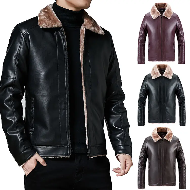 Simplepro-win manteau d'hiver pour hommes, veste en cuir chaud pour moto, mode street wear, fausse <span class=keywords><strong>fourrure</strong></span>