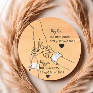 Plaque commémorative en bois personnalisée pour bébé, cadeau d'annonce de naissance, souvenir de naissance, prix usine - Product Image 2