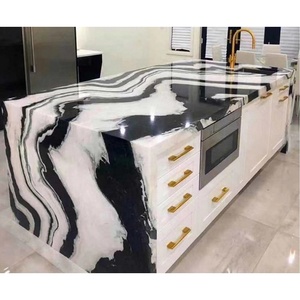 Comptoir <span class=keywords><strong>de</strong></span> <span class=keywords><strong>cuisine</strong></span> en marbre blanc, taille personnalisée, Panda naturel, <span class=keywords><strong>cuisine</strong></span>, île - Product Image 1