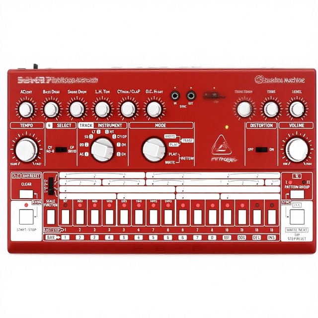 Beheinger RHYTHM DESIGNER RD-6-RD Analog Drum Machine with 8 Drum Sounds 64 Step Sequencer and Distortion Effects
