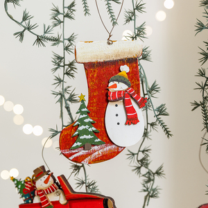 <b>Christmas</b> Decorative Wooden Little Bear Car <b>Small</b> Pendant Snowman Gift Socks <b>Tree</b> Ornament European and American Style - Product Image 5