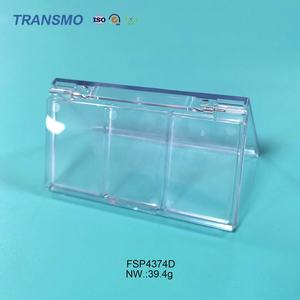 Boîtier compact carré 3 compartiments pour poudre, blush crème, palette de fards à paupières 3 couleurs, vide, en cristal - Product Image 5