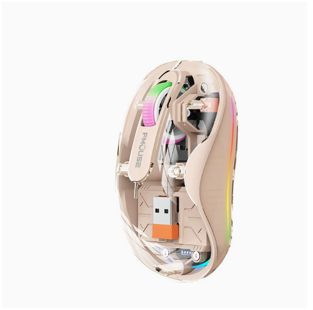 TigerCat M333 Wireless Tri-mode 2.4G Rechargeable Transparent Silent Mouse for Gaming, Office, and Home Use