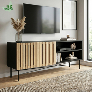 <span class=keywords><strong>Meuble</strong></span> <span class=keywords><strong>TV</strong></span> Minimaliste avec Gestion des Câbles, <span class=keywords><strong>Meuble</strong></span> <span class=keywords><strong>TV</strong></span> Moderne en Bois de Bambou Noir, Console <span class=keywords><strong>TV</strong></span> pour Salon et Chambre à Coucher, Vente en Gros - Product Image 4