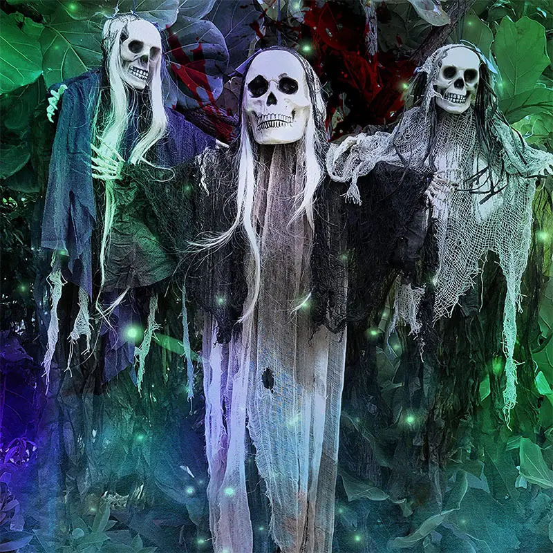 Decorações externas e internas, 3 pacotes de esqueleto de halloween decorações externas e internas