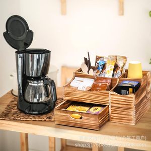 Boîte de rangement en bois pour dosettes de café, 30.7x20.3x16.8cm, organisateur de bureau pour sachets de thé, support de capsules de sucre - Product Image 1