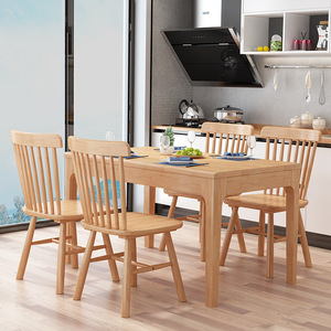Ensemble table et chaises à manger en bois massif nordique, 6 pièces, couleur bois naturel, ensemble de salle à manger durable - Product Image 3