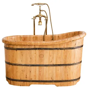 130厘米时尚古典独立式浴缸木制浴缸便携式热水浴缸热卖
