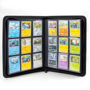 Album de rangement pour cartes TCG à 9 pochettes, grande capacité 360 cartes, avec fermeture éclair, chargement latéral, pochettes en PU, logo personnalisé pour collectionneurs de cartes - Product Image 2