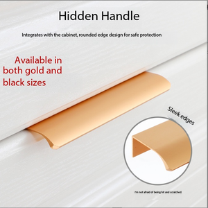Wholesale Qiansi Minimalist Bedroom Dresser Kitchen Bar Furniture <strong>Door</strong> Cabinet Hardware Hidden Brass Lip Pulls Drawer Handles - Product Image 2