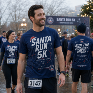 Santa Run 5K <b>Shirt</b> Christmas Running Event Custom Holiday Race Apparel <b>Fun</b> Run - Product Image 1