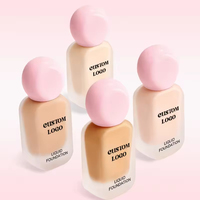 Fond de teint liquide végétalien, formule crème personnalisée, marque privée, couvrance totale, imperméable, éclaircissant, conçu pour les peaux foncées