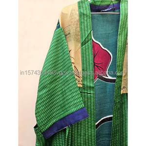 Kimono de seda indio hecho a mano, bata de dormir para mujer, ropa de verano, kimono, ropa de estar por casa, kimono surtido, estilo bohemio, boho - Product Image 4
