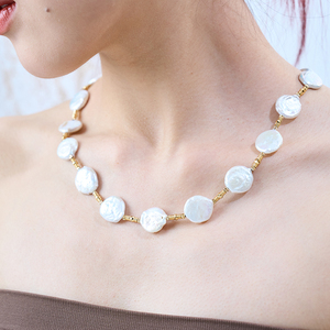 שרשרת פנינים-עיצוב חרוז פנינה טבעית משובחת-שרשרת יוקרתית-שרשרת מפוארת - Product Image 5