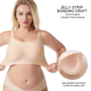 Sujetador sin costuras, talla grande, sujetador para el cuidado de la alimentación materna, soporte suave de estilo, seda, cómodo, cobertura completa, Copa grande, sujetador de gelatina - Product Image 4