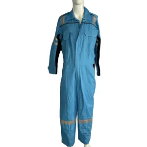 China Supplier Heavyweight 100% Cotton Work Clothes 240gsm Preshrunk Work Uniforms Zipper Front Reflective Clothing For Men