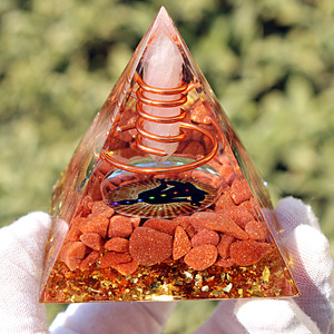 Crystal Epoxy Pyramid With White Crystal Pillar Red Gold <b>Sand</b> Internal Engraving Home <b>Decoration</b> Desktop Ornament - Product Image 1