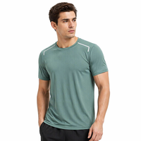 T-shirt de sport pour homme, léger, tricoté, respirant, à rayures, maille extensible quadridirectionnelle, manches courtes, idéal pour le fitness, fabrication OEM