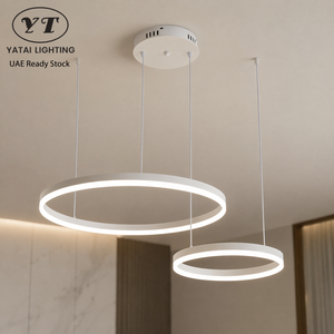 Lustre à anneaux en métal moderne, Led, tricolore, avec télécommande, pour salle à manger, salon, décoration de la maison, éclairage intérieur, 57W - Product Image 1