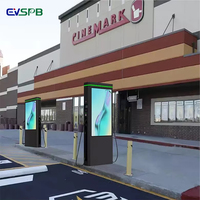 Chargeur EV double pistolets monté au sol Type 2 Station de charge de voiture électrique avec publicité Stations de charge EV de voiture pour public